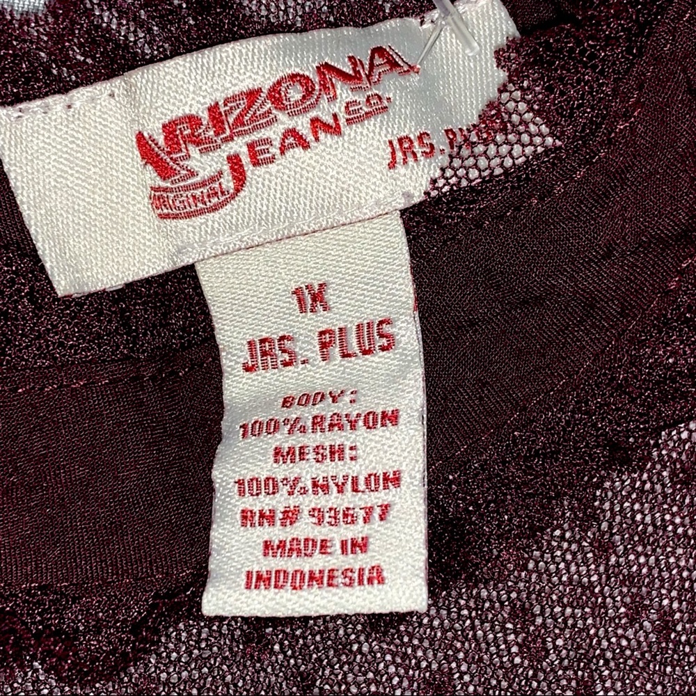 Romantic floral Arizona sleeveless blouse maroon - Picture 3 of 5